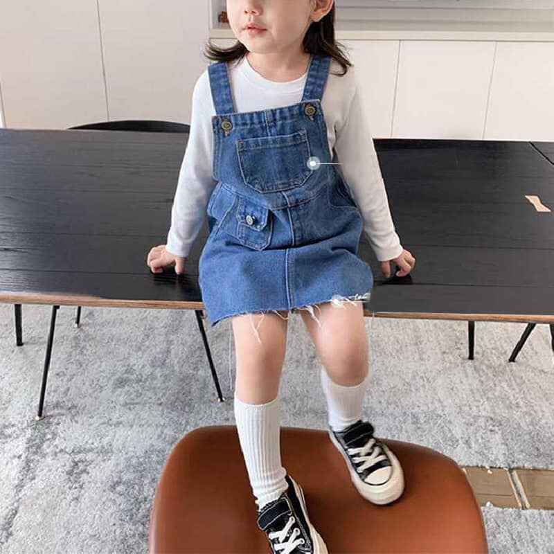 Yếm bò jeans bé gái 10-30kg co giãn 4 chiều chất cực mềm cực đẹp - Ảnh thật + Tặng kẹp tóc siêu xinh