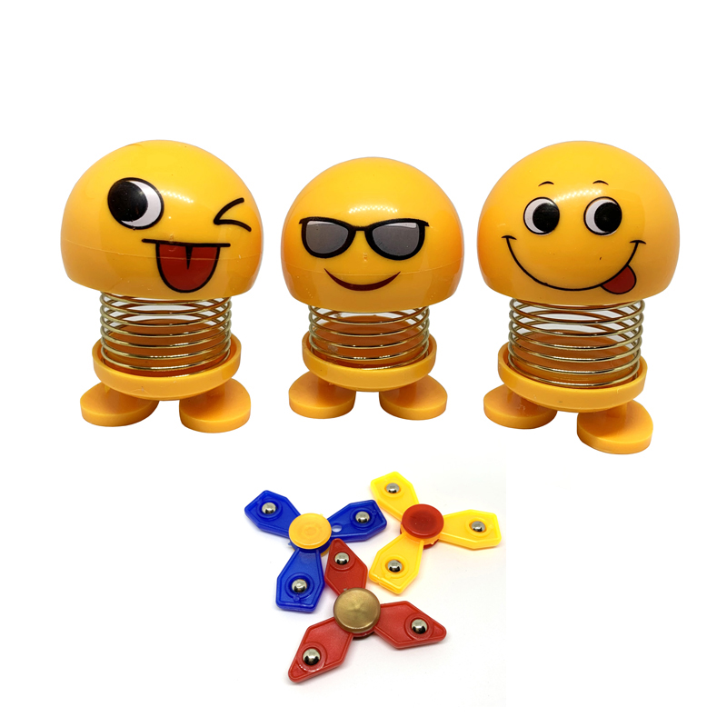 Bộ 3 thú nhún Emoji trang trí - Tặng bộ 3 con quay Spinner