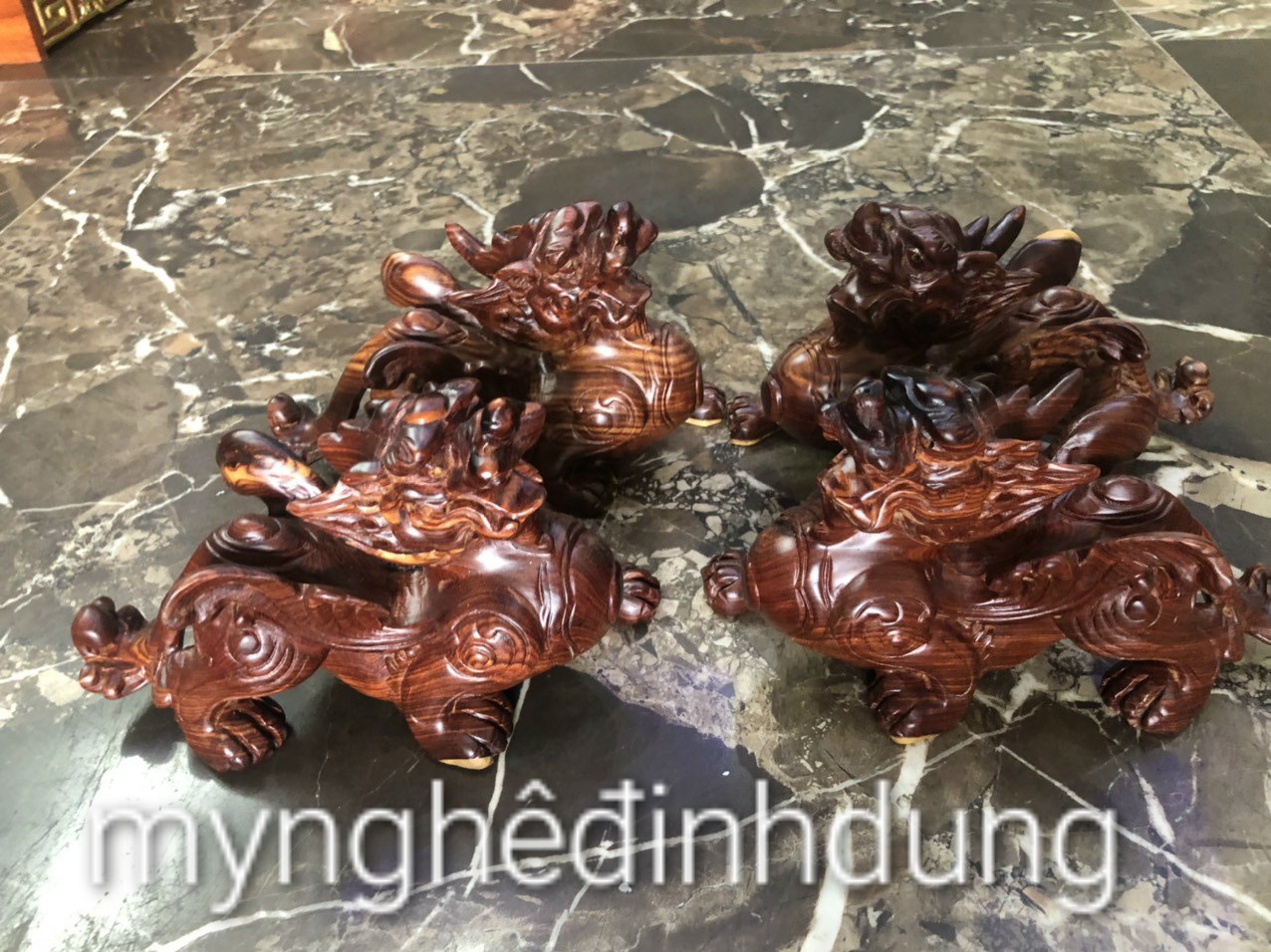 Cặp tỳ hưu hút tài lộc bằng gỗ trắc kt 20×12×8cm