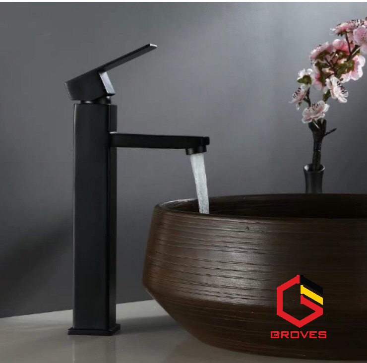 Vòi rửa mặt thân cao đen GR6006 black