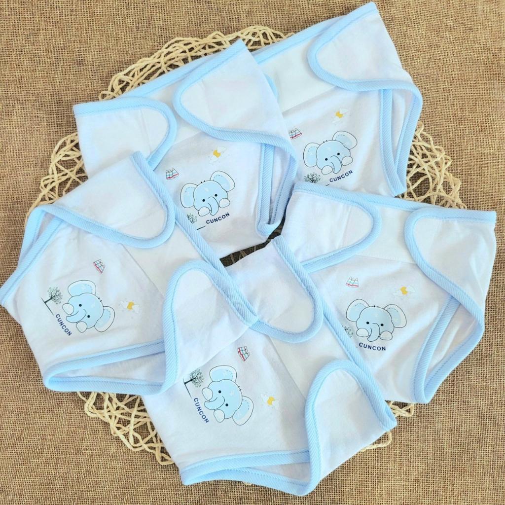 (3-8kg) Set 5 Tả Vải Dán Trắng In Viền Màu Cho Bé - Hiệu Cún Con - Trắng