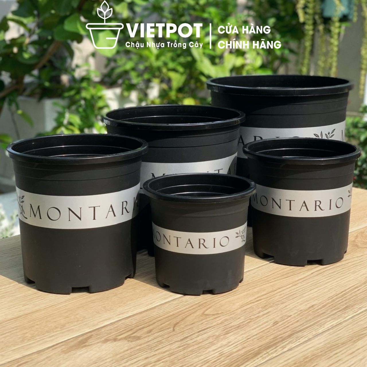 Chậu nhựa trồng cây Vietpot, mã 02, màu đen, hoa văn MONTARIO, chính hãƞg, chậu trồng kiểng lá, hoa hồng, trang trí nhà cửa, ban công, sân vườn, sân thượng