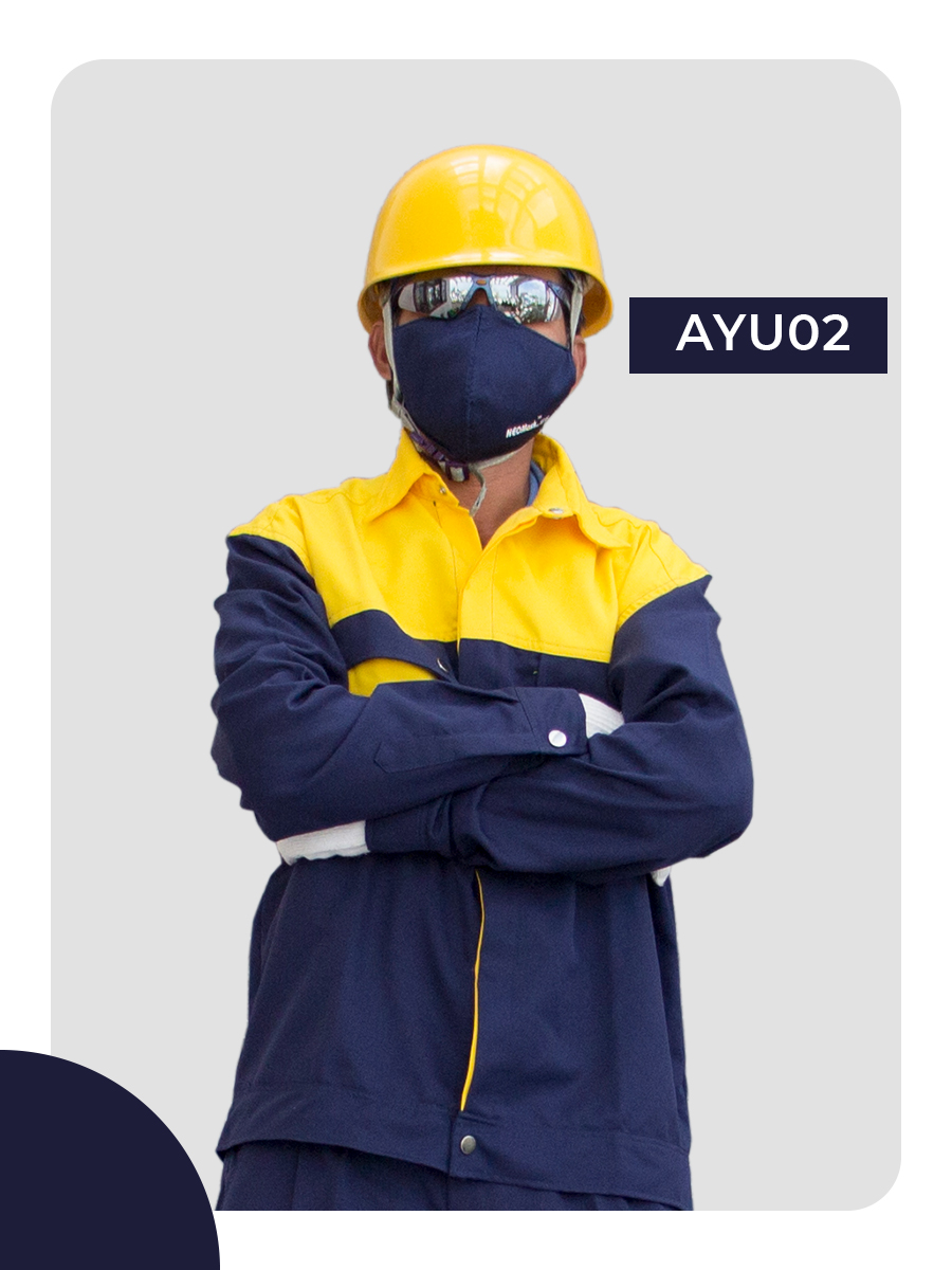 Bộ quần áo bảo hộ lao động, chất liệu kaki, màu cam phối, bền đẹp, chất lượng, thoáng mát AYU02
