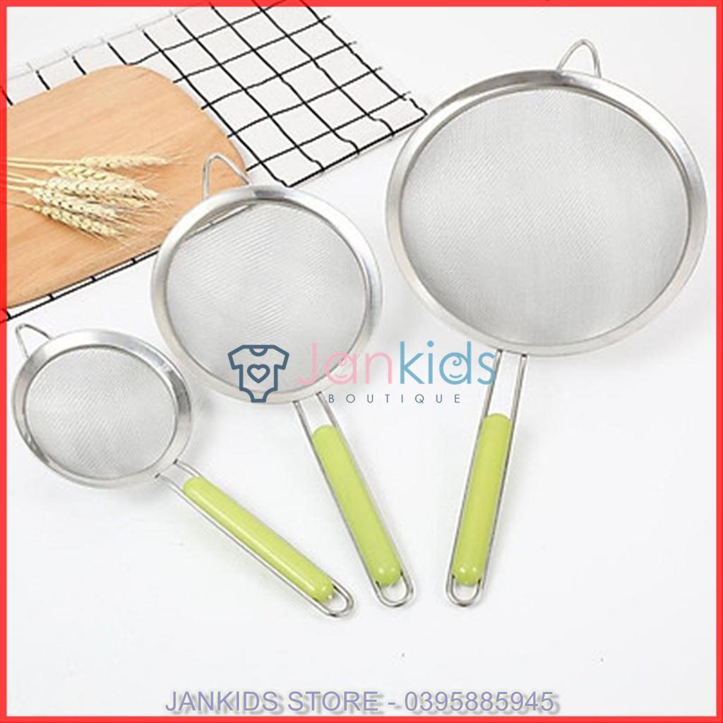 Rây cán xanh viền inox cao cấp lọc cháo, bột, thức ăn dặm cho bé JANKIDSStore - SHOP MẸ VÀ BÉ