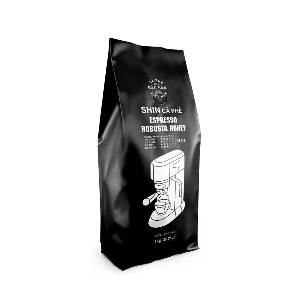 SHIN Cà Phê - Espresso Robusta Honey 1Kg Hạt - Cà Phê Nguyên Chất Pha Máy