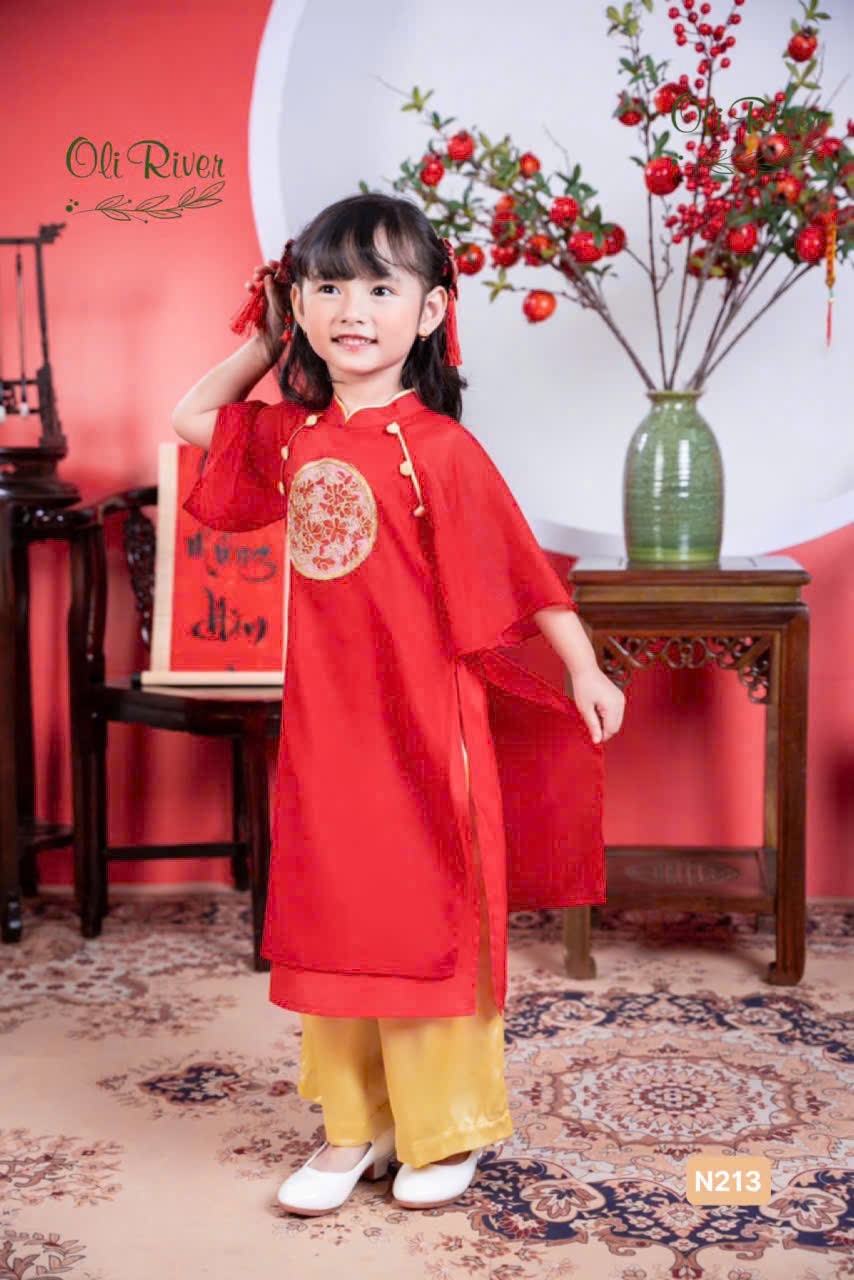 Bộ áo dài tết cho bé gái 12-40kg diện lễ tết noel giáng sinh năm mới