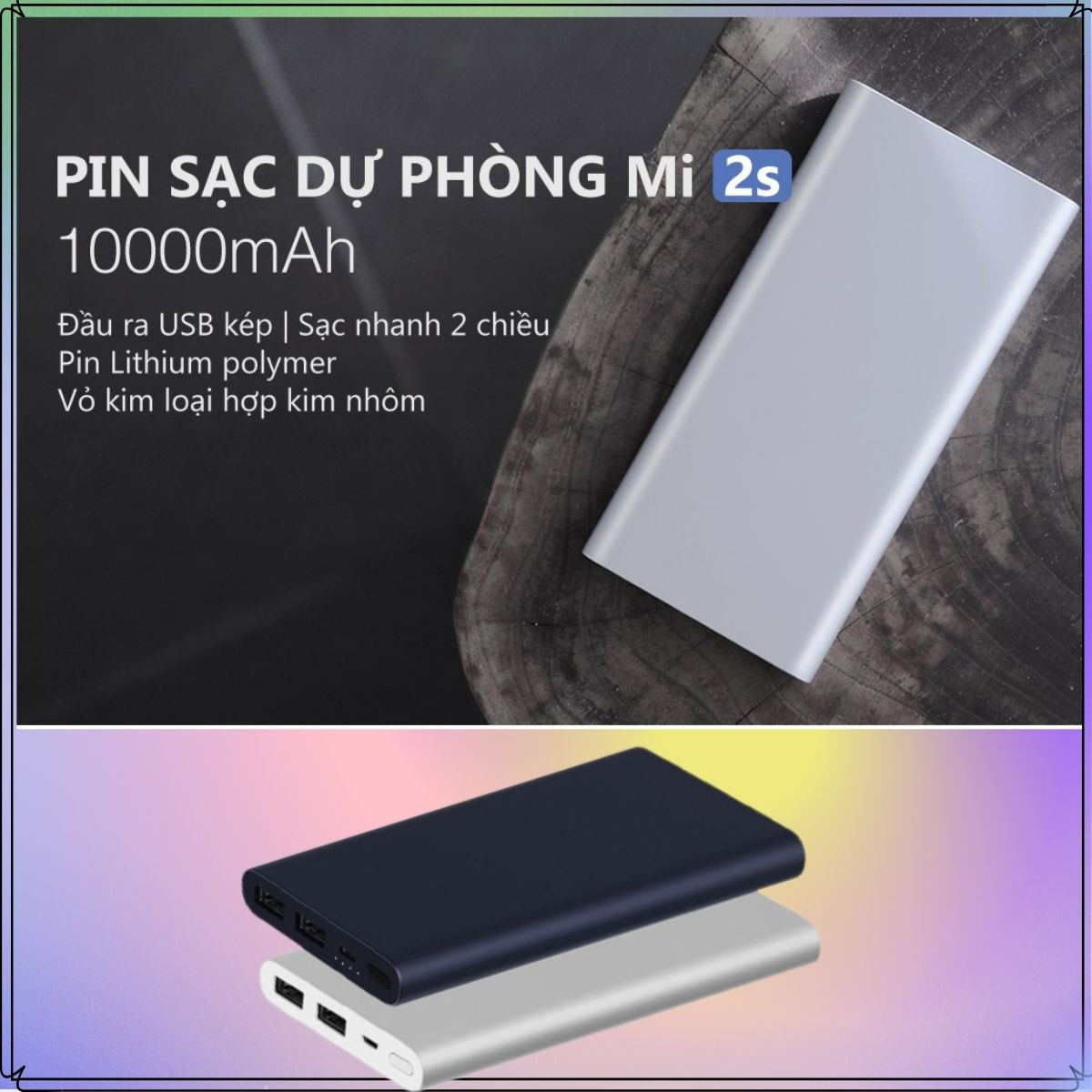 Pin Sạc Dự Phòng 10000mAh Trang Bị Vỏ Kim Loại Kèm 2 Cổng USB Sạc Nhanh Lên Tới 15W, Độ Bền Cực Cao