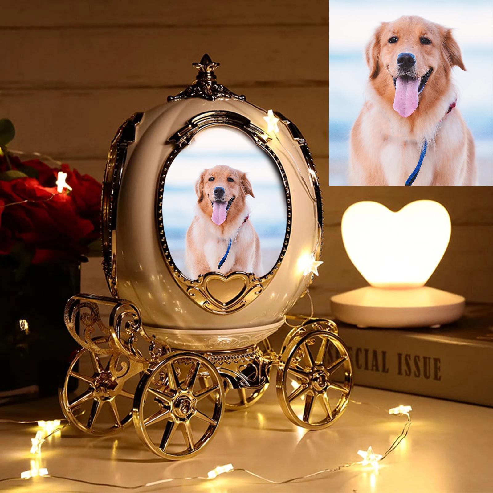 Photo Frame Music Box Rotating Picture Display for Bedroom Desktop