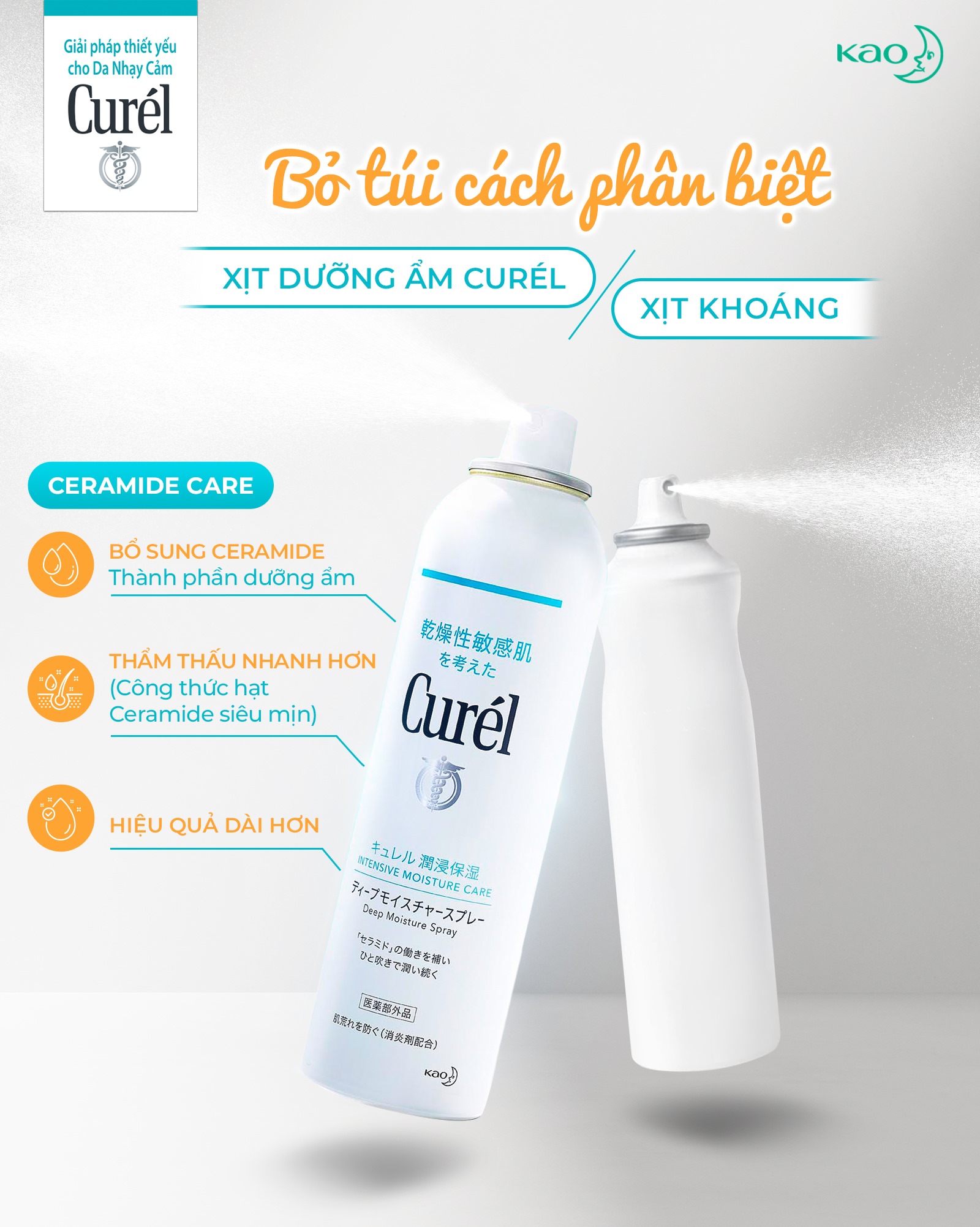 Xịt dưỡng da cấp ẩm chuyên sâu Curél Intensive Moisture Care Deep Moisture Spray 60g