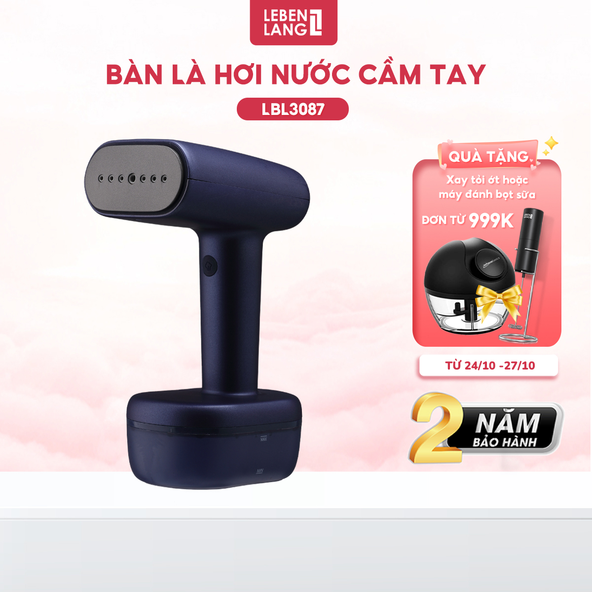 Bàn là hơi nước thông minh Lebenlang LBL3087, thiết kế dáng đứng, công suất 1800W, bảo hành 2 năm – hàng chính hãng