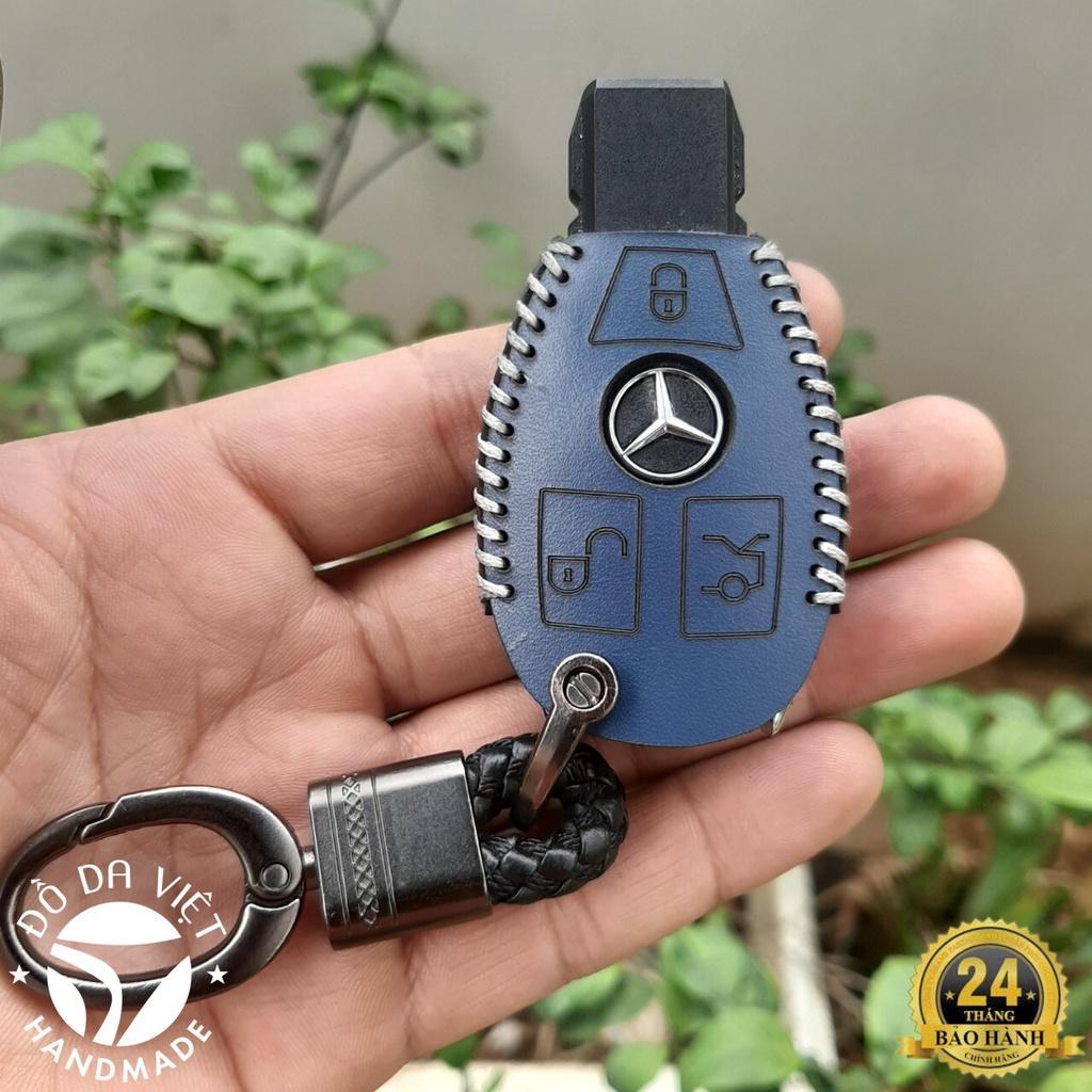 Bao da chìa khoá Mercedes C class, E class, GLK, GLC, ML ... chìa mec bằng da bò, bảo hành 24 tháng, nhiều mầu