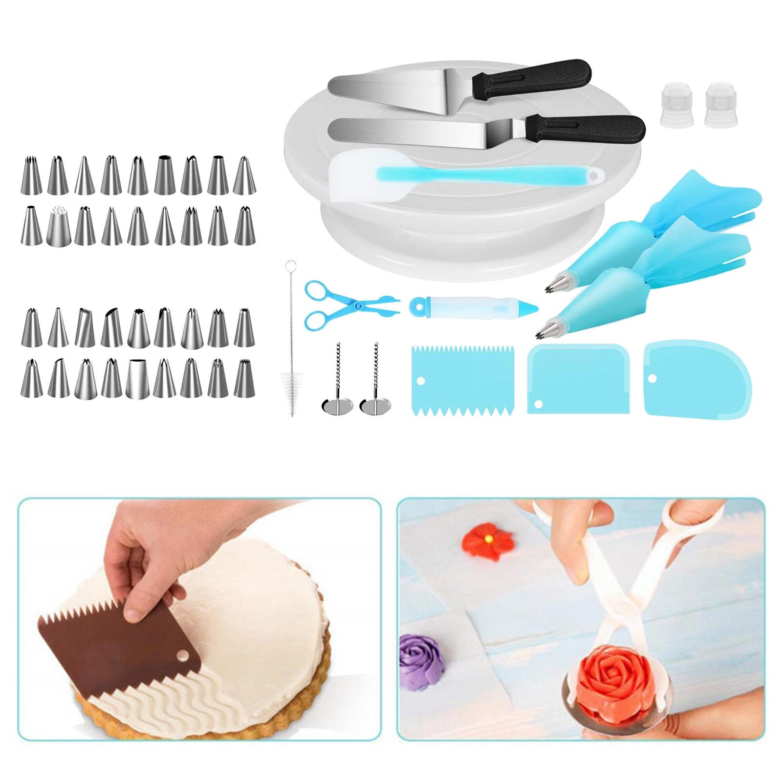 52pcs Cake Decorating Kit Cake Decoration Supplies Set Tool for Home Kitchen, Cake Decoration Equipment Supplies w/ Cake Turntable & Icing Spatula