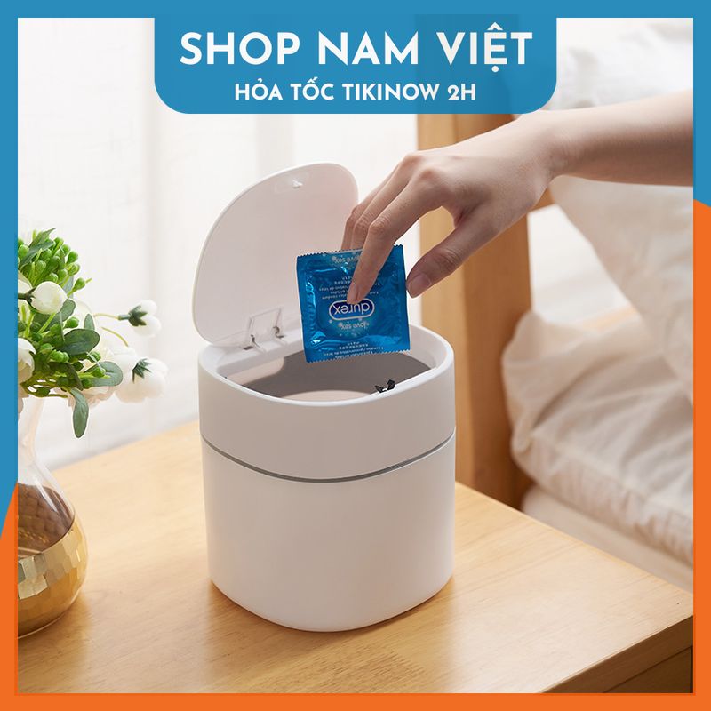 Thùng Rác Mini Phòng Ngủ, Toilet, Xe Hơi Nắp Lò Xo - Giữ Mùi 90
