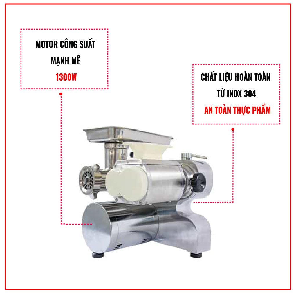 Máy Xay Thịt Công Nghiệp MGF. Xay, Cắt Đa Năng Cùng Lúc Với Nhiều Loại Đầu Cắt Thay Thế. Sử Dụng Đa Chế Độ. Tiết Kiệm Điện, Dùng 24/7, Tốc Độ Xay Cắt Nhanh. Hàng Nhập Khẩu Chính Hãng SGE Thái Lan