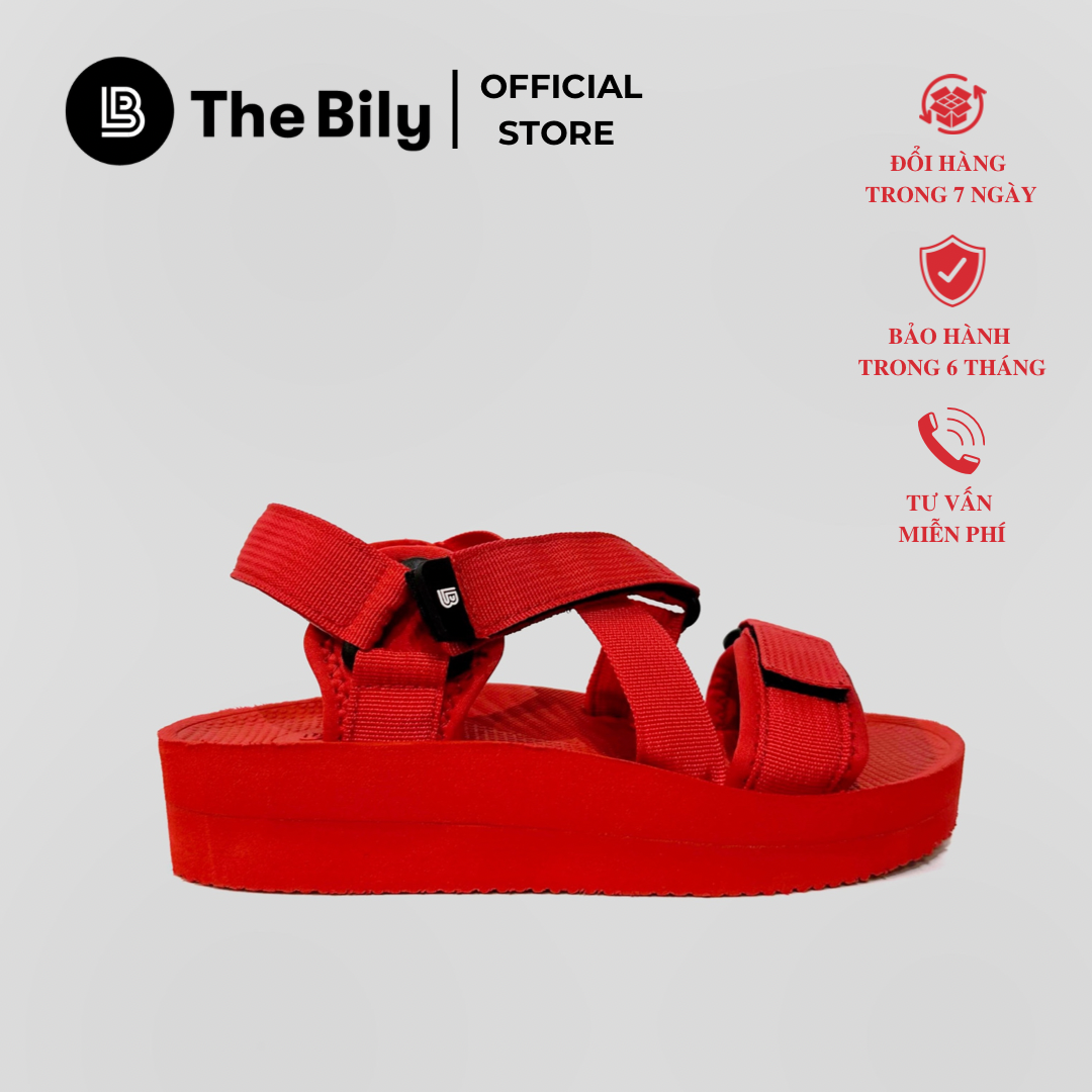 Giày Sandal Nữ The Bily 02W Quai Chéo Đôi - Màu Đỏ BL02WD