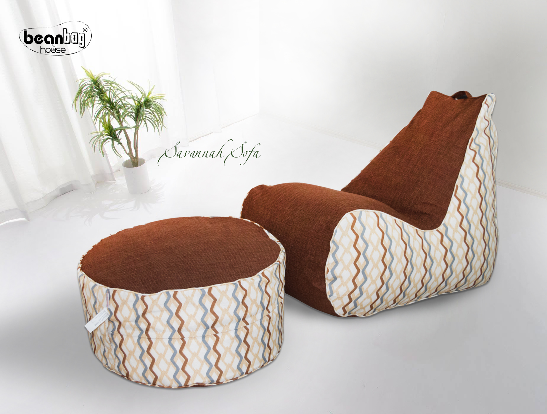 GHẾ LƯỜI SOFA SAVANNAH (SAVANNAH SOFA) MẶT MÂU THÀNH HOA VĂN VẢI BỐ - THE BEANBAG HOUSE