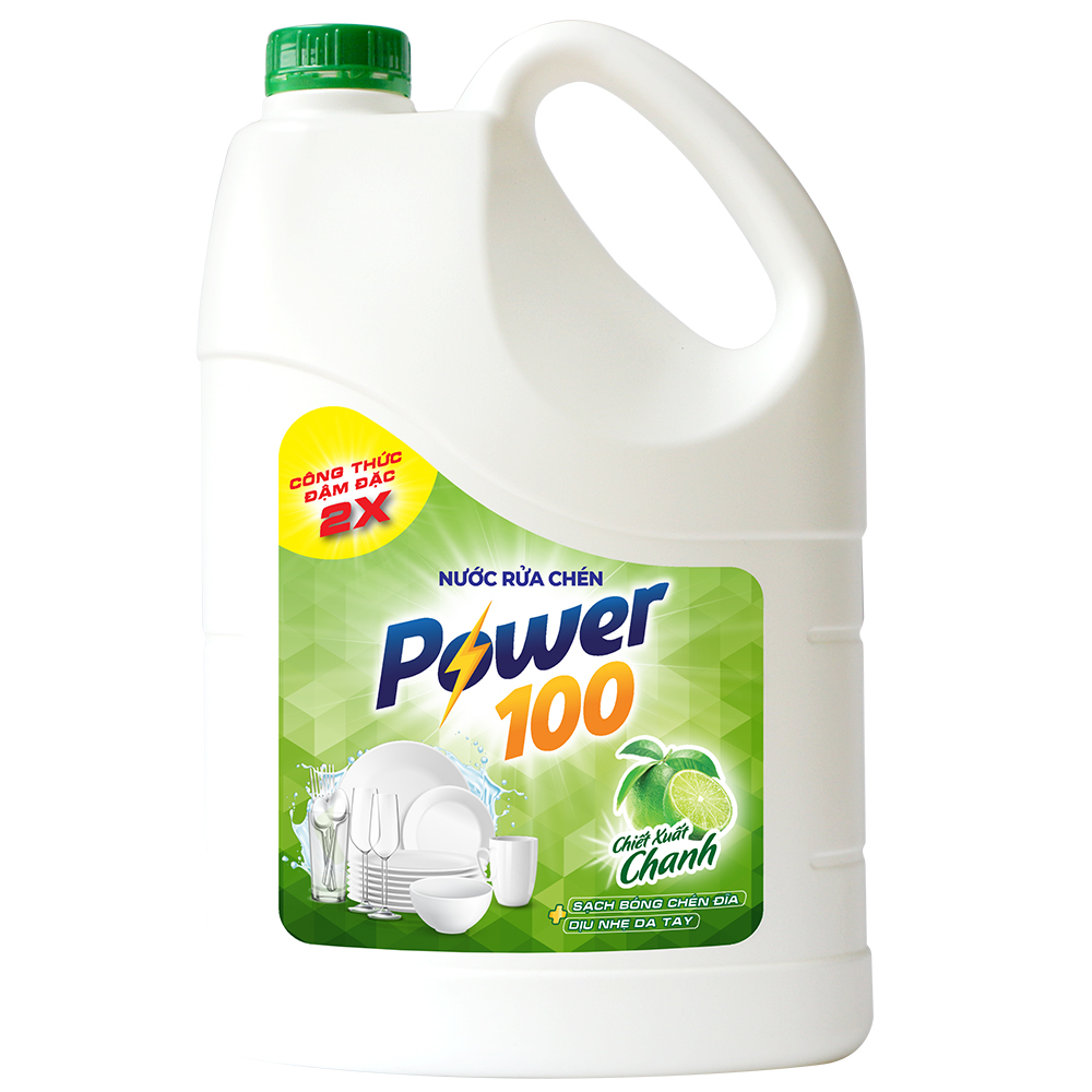 Nước Rửa Chén Can POWER100 Tinh Dầu Chanh 3.5KG