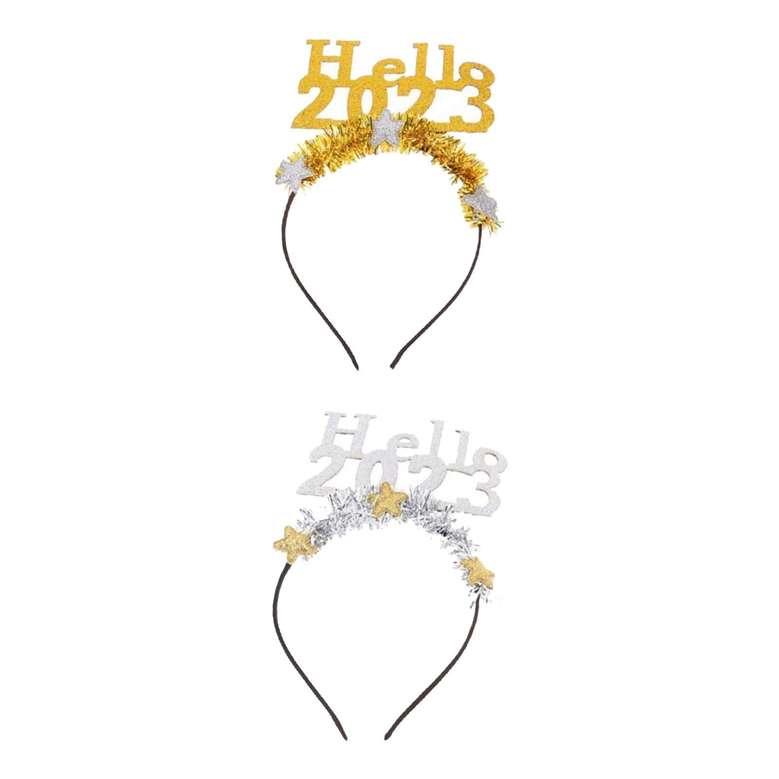 2Pcs Funny Happy New Year Headband Hair Hoop for Party Favor Kids