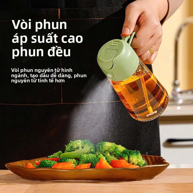 Bình Đựng Dầu Với Nắp Mở Tự Động Bình xịt dầu ăn 600ml siêu tiện ích 2in1 (có thể rót và xịt). hàng chính hãng - Giao Màu Ngẫu Nhiên - HŨ LỌ ĐỰNG GIA VỊ