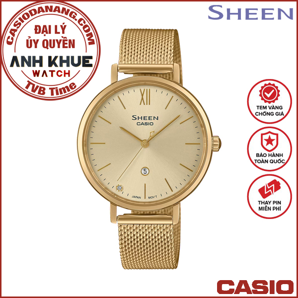 Đồng hồ nữ dây kim loại Casio Sheen chính hãng SHE-4539GM-9AUDF (34mm)