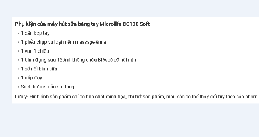 Máy hút sữa cơ Microlife - BC 100 SOFT