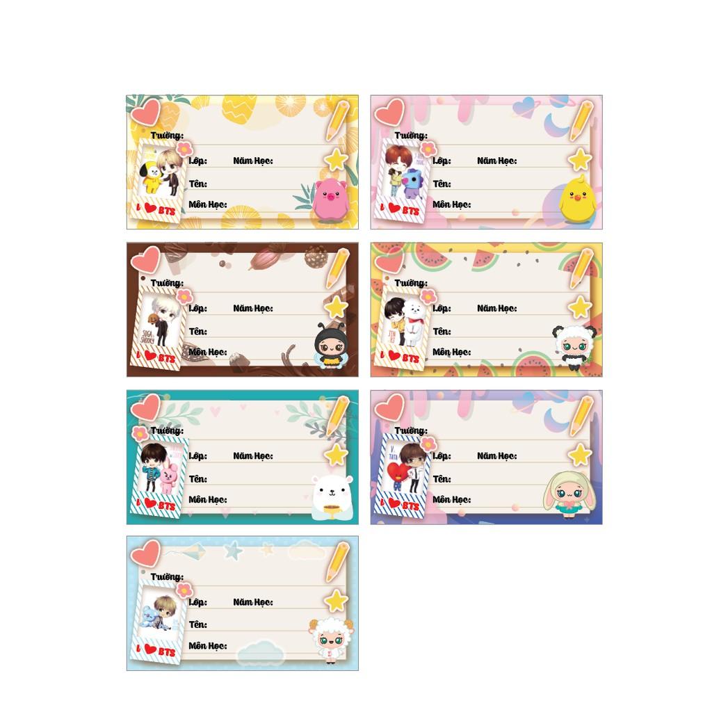 Combo 35 nhãn vở chibi BTS dễ thương