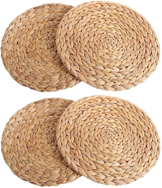 Thảm lục bình tròn D40cm tấm lót đan bằng bèo hay lục bình tự nhiên 100% làm lót, thảm, decor vintage
