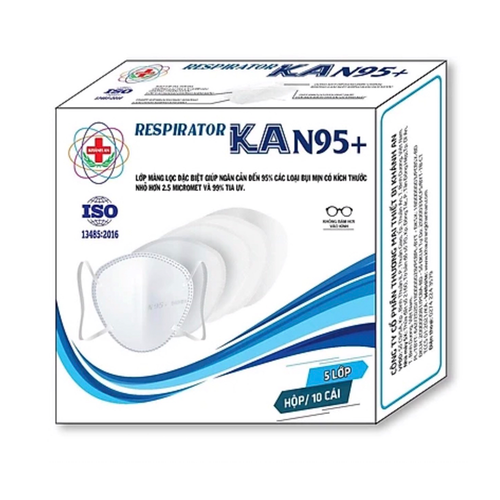 Khẩu trang y tế 5 lớp Khánh An KA N95+- Hộp 10 cái trắng