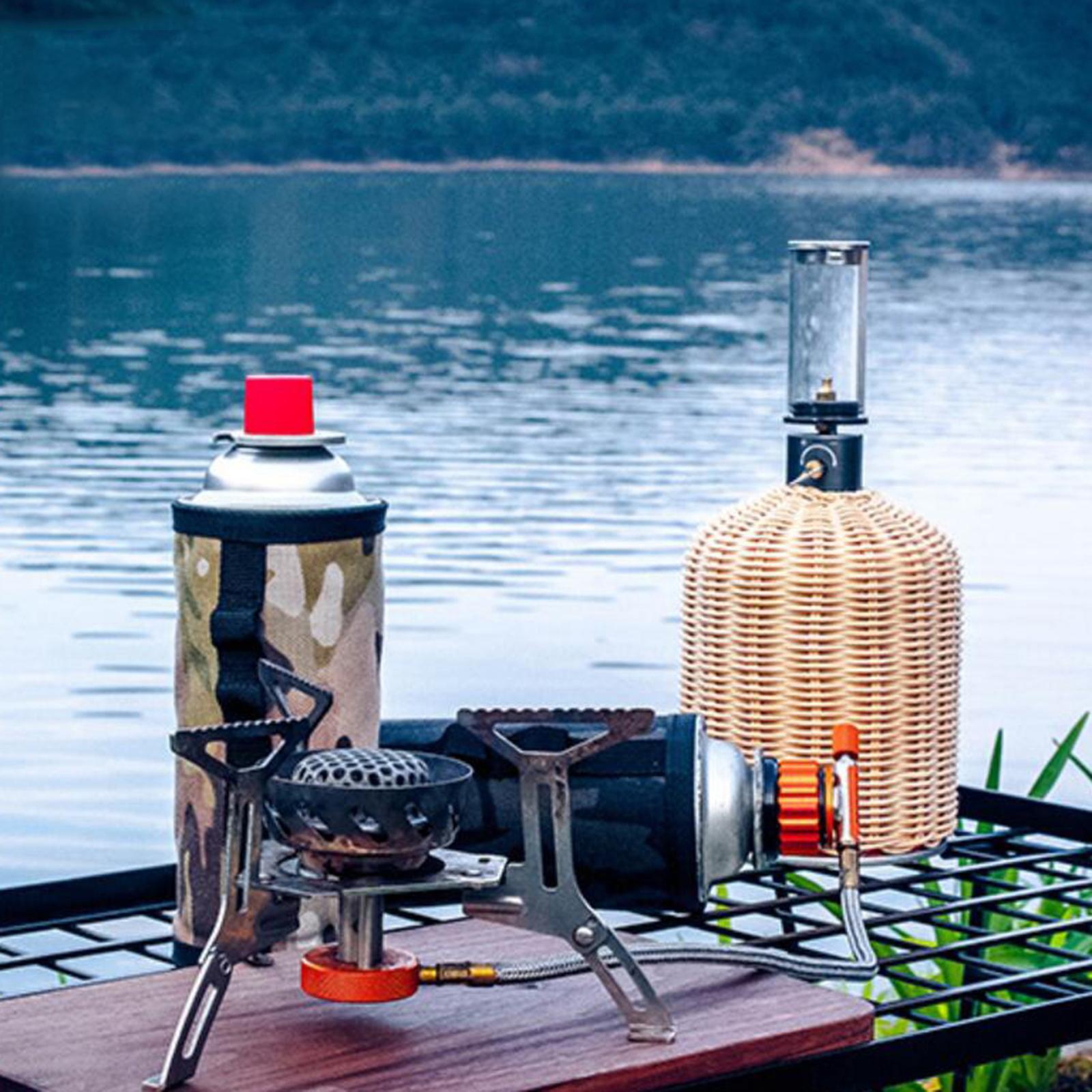Long Gas Canister Cover Protector Camping Fuel Tank Protective Storage Bag Light