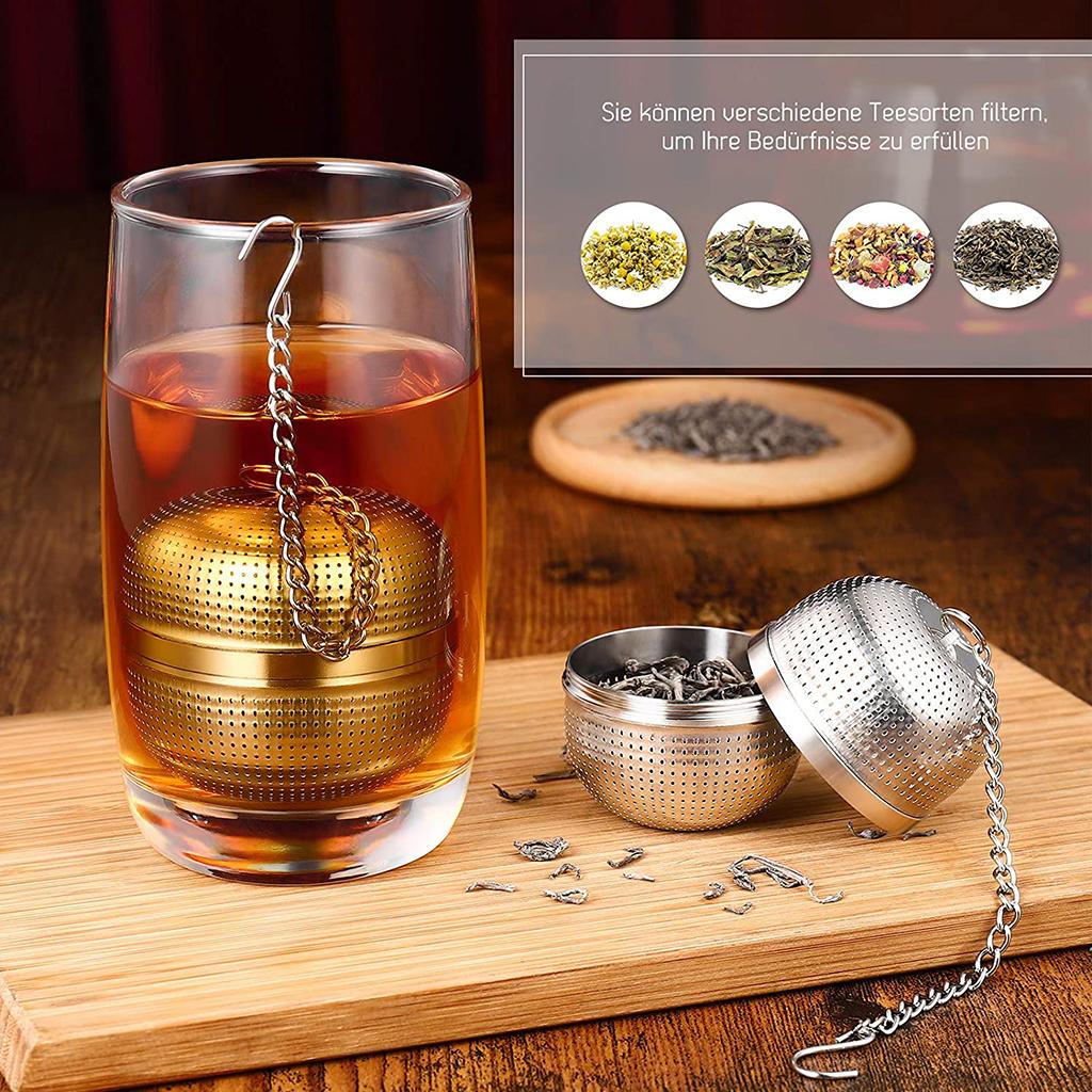 Premium 304 Stainless Steel Tea Filters Mesh Tea Infuser Tea Ball Filter Net Hanging for Mug Cups Teapots Kettle Long Chain Sealed Thread Connection