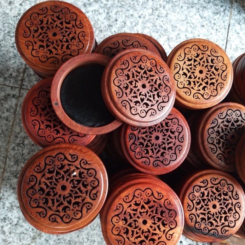Hộp gỗ xông trầm hương đa năng 2 trong 1 - Hộp gỗ hương đựng và xông đốt nhang khoanh trầm hương