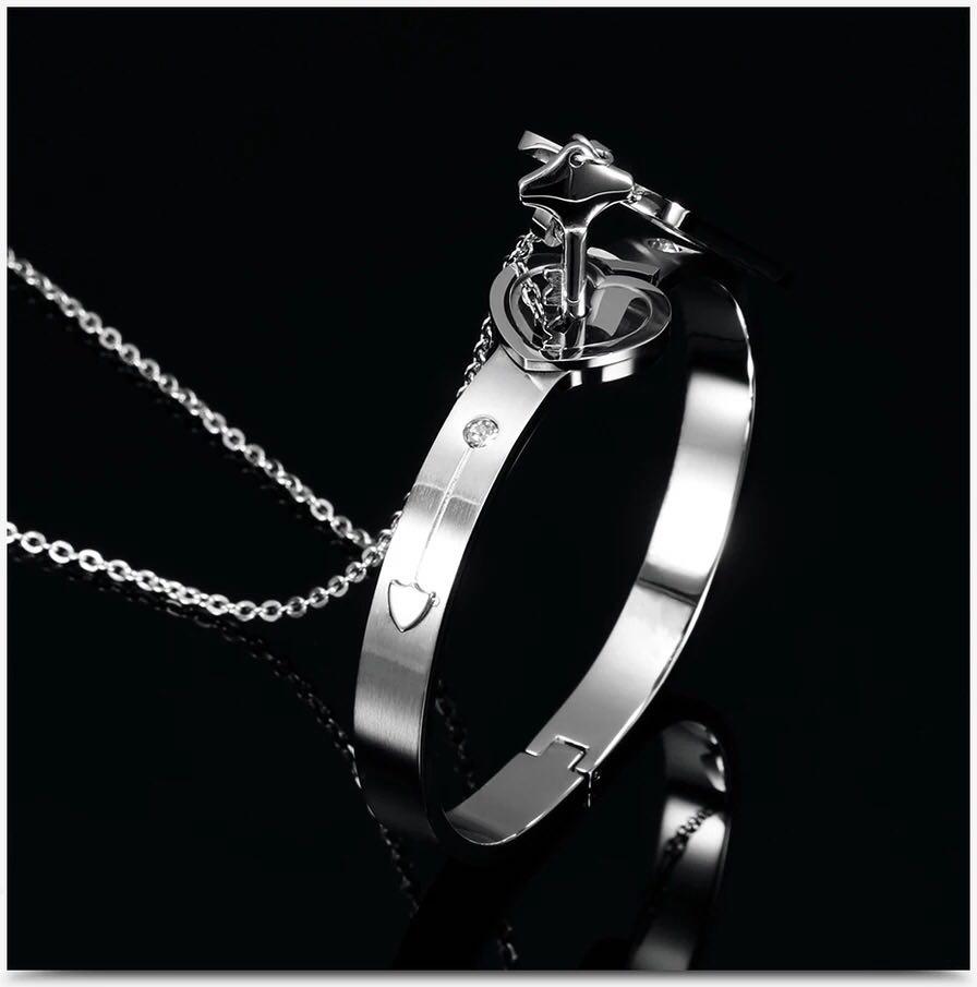 Set vòng đôi chìa khóa trái tim bạc 925