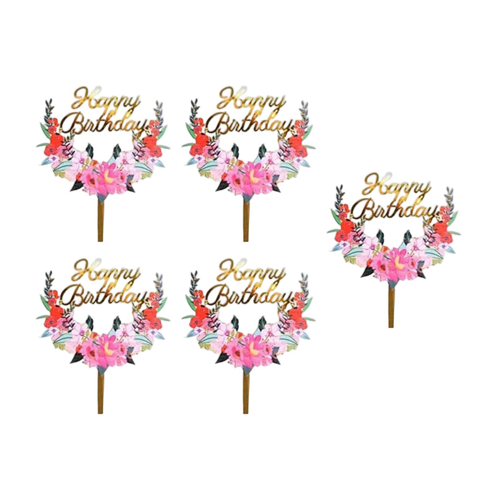 5x Pastoral Cake Toppers Photo Props for Wedding Engagement Baby Shower