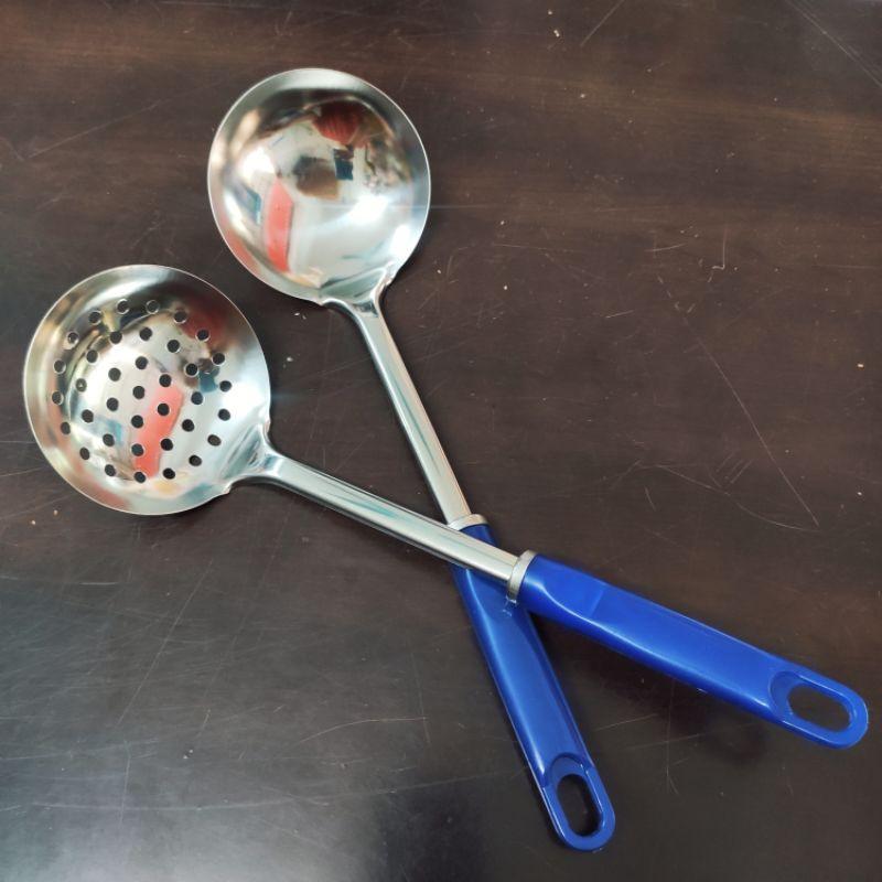 Set thìa múc canh+ thìa lỗ inox cao cấp sáng bóng