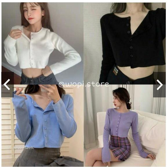 ÁO THUN TAY DÀI FOM CROPTOP BODY KÈM NÚT