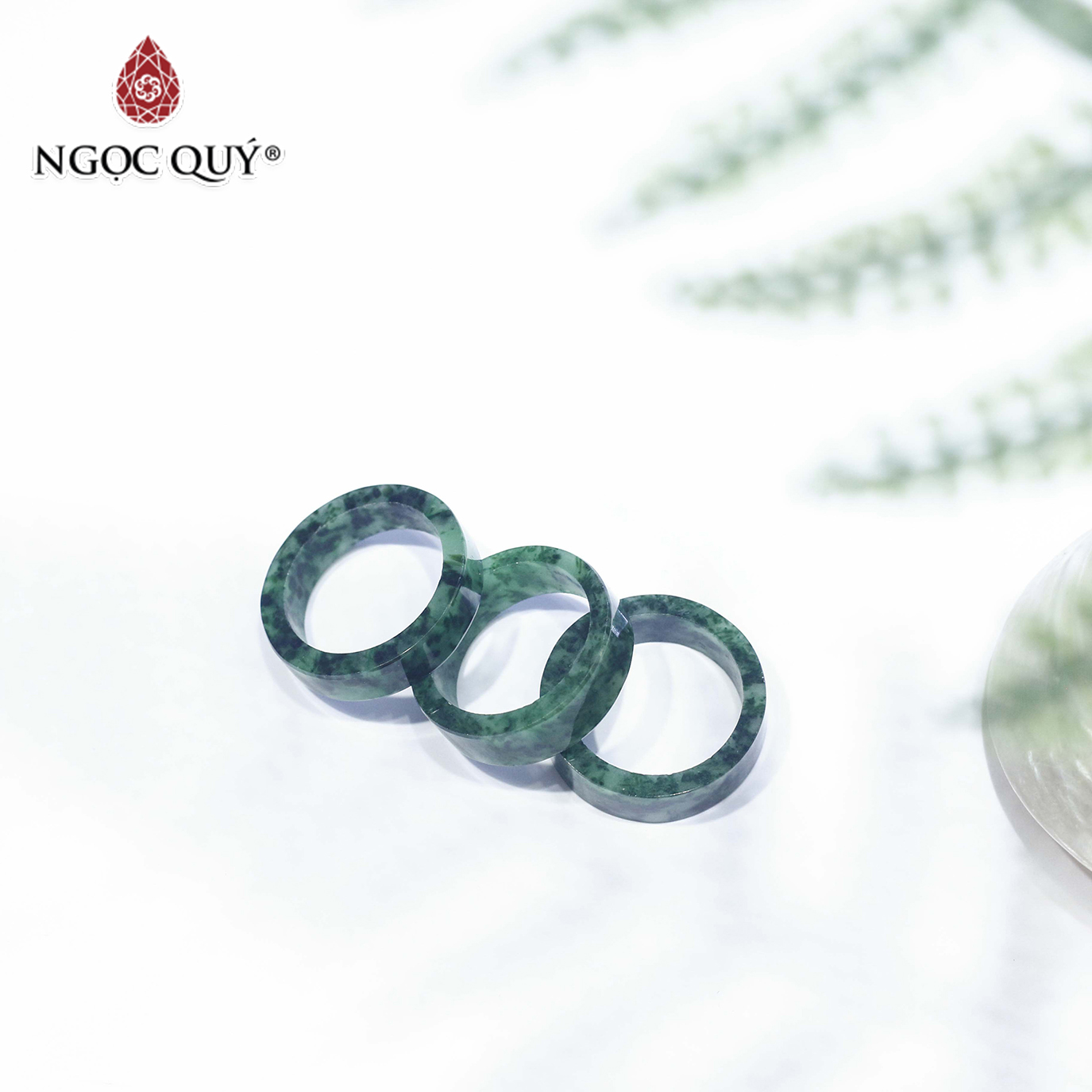 Nhẫn cẩm thạch sơn thủy bản vuông mệnh hỏa, mộc - Ngọc Quý Gemstones