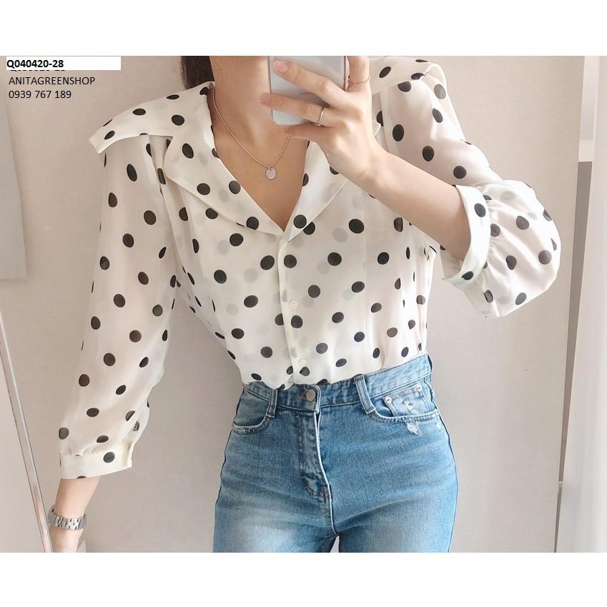 Q040420 ÁO SƠ MI VOAN CHẤM BI