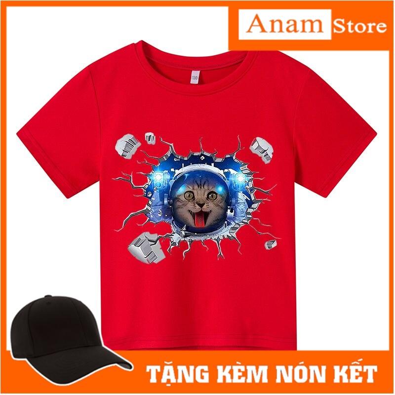 Áo thun cho bé MÈO KHÔNG GIAN đủ size đủ màu Anam Store