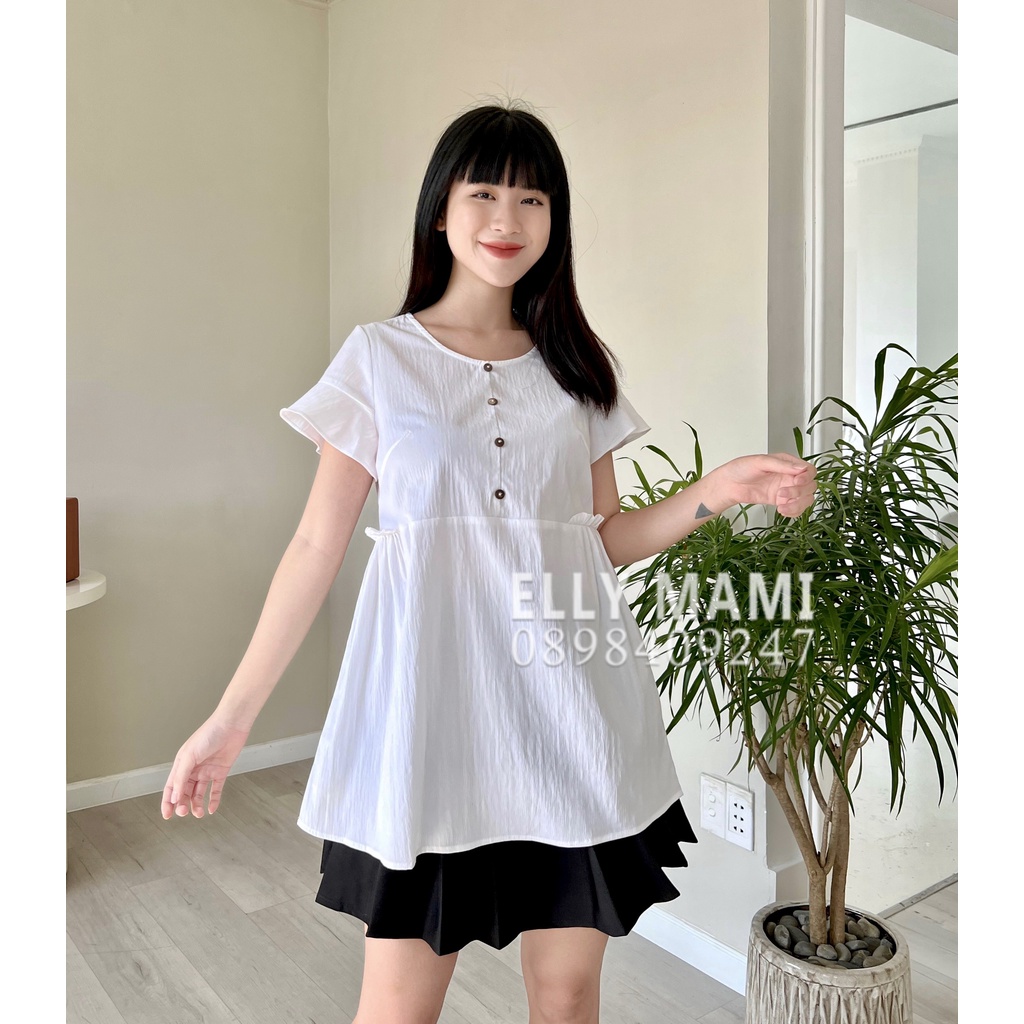 Áo Bầu , Áo Big Size Babydoll Trắng Bèo Ngắn Thiết Kế Cao Cấp ( Kèm Ảnh Thật
