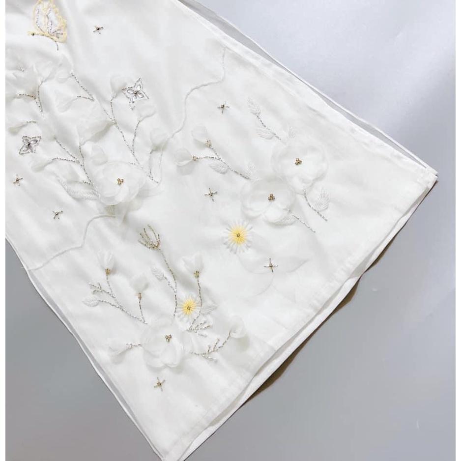 Áo Dài Dạ Tiệc Cách Tân Thiết Kế Tay Lỡ Đính Hoa Siêu Xinh Cho Các Nàng, A17