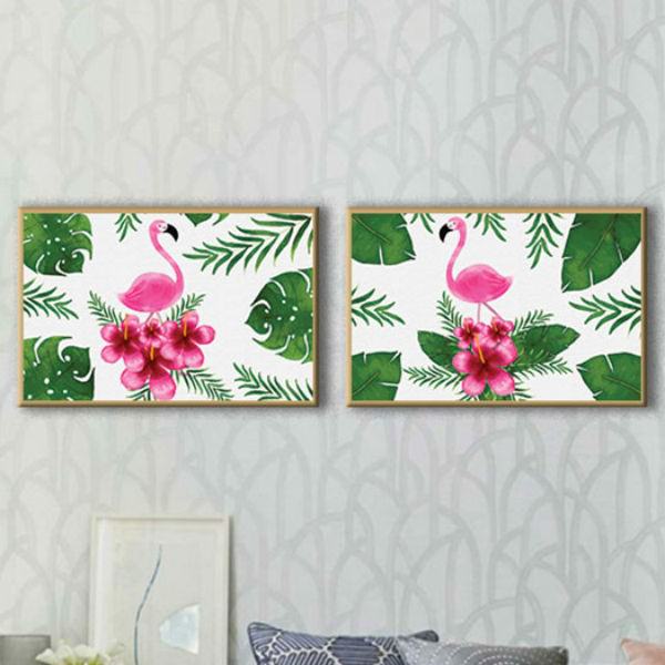 Bộ 2 Tranh Canvas Viền Composite "Hồng Hạc" W082