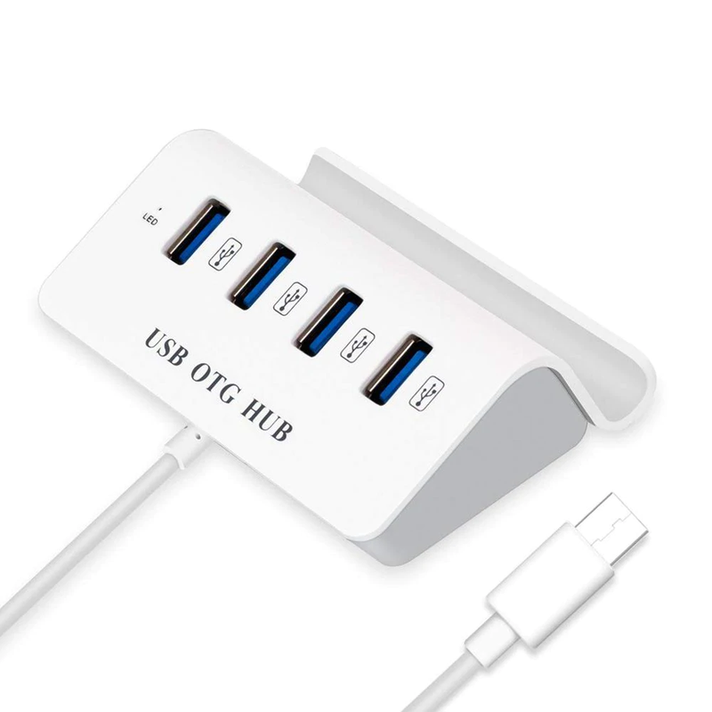 Hub OTG Chia 4 Cổng USB Đầu Type C Có Giá Đỡ Điện Thoại