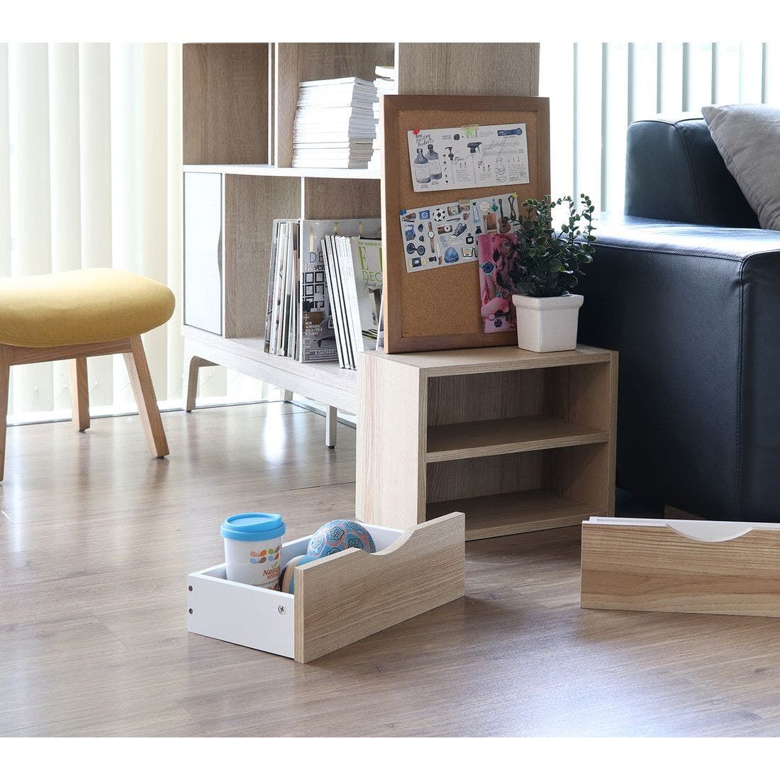 SB Furniture, Looms, Jayden-F Storage Box with Drawers, Solid Oak Color, W40XD24XH30 cm.