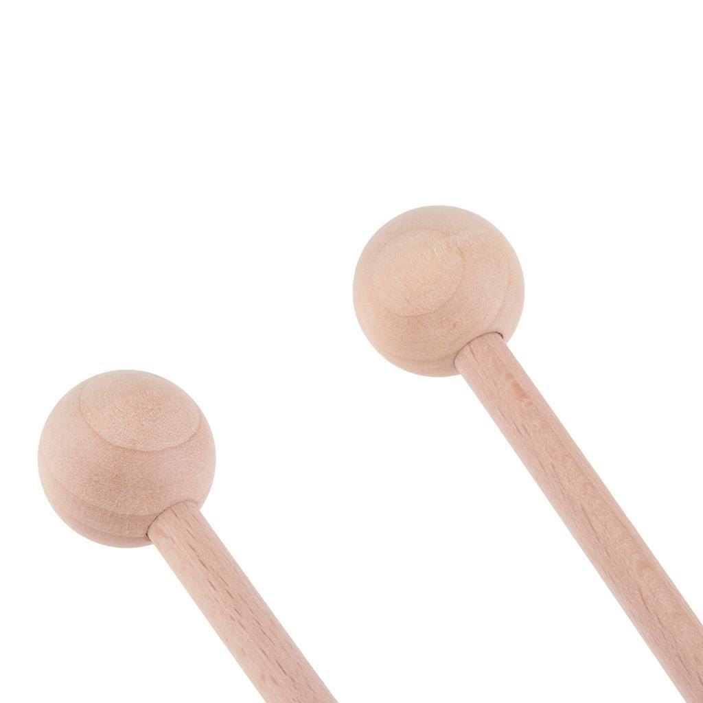 2 Pairs Wood Mallets Percussion Polished Surface Drum Sticks Energy Chime