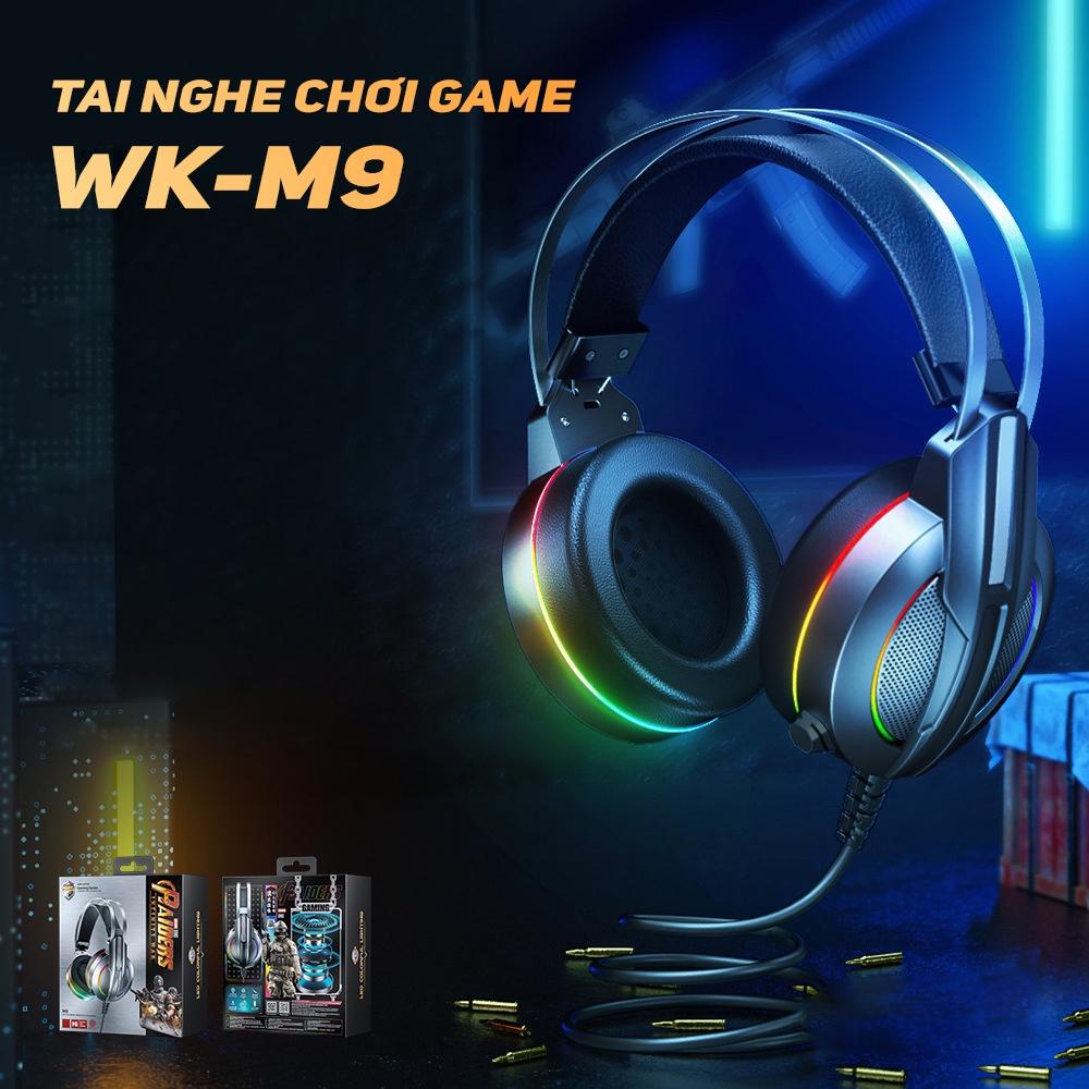 Tai nghe gaming chụp tai Remax máy tính chơi Game WK M9 có mic tích hợp đèn LED cho Pc / Ps4 Gameming có dây Gaming Headp - Hàng Chính Hãng Remax