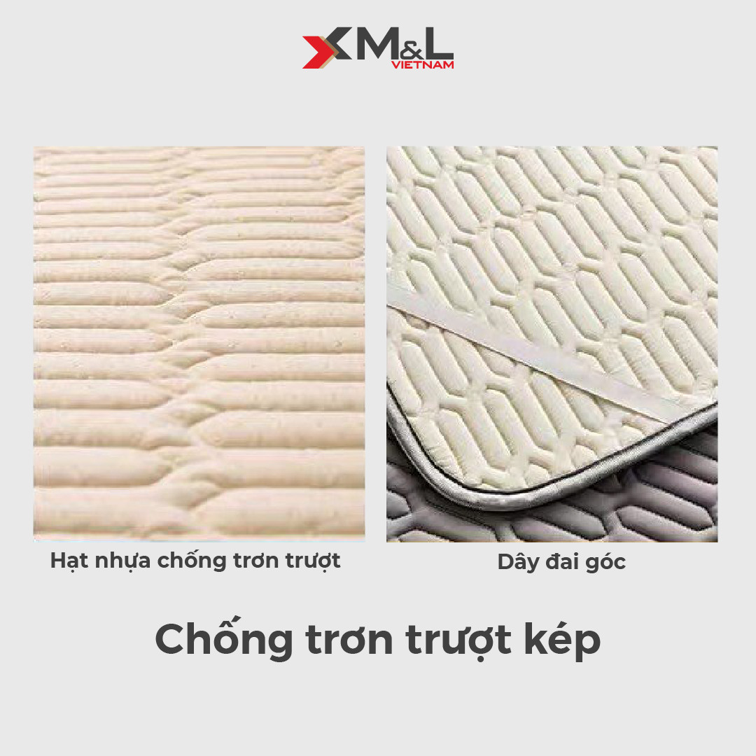 Chiếu điều hòa cao su non (kèm 2 áo gối) - vải lụa Nano mát lạnh M&amp;L CM1