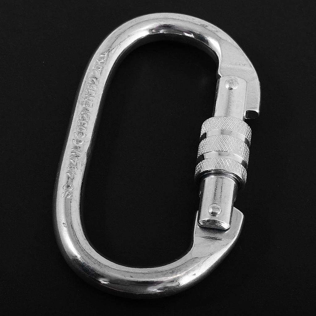 Heavy Duty Carbon Steel 25KN Screw Lock Carabiner + 35KN Figure 8 Belay Descender Device Outdoor Rock Climbing Rappelling Rescue