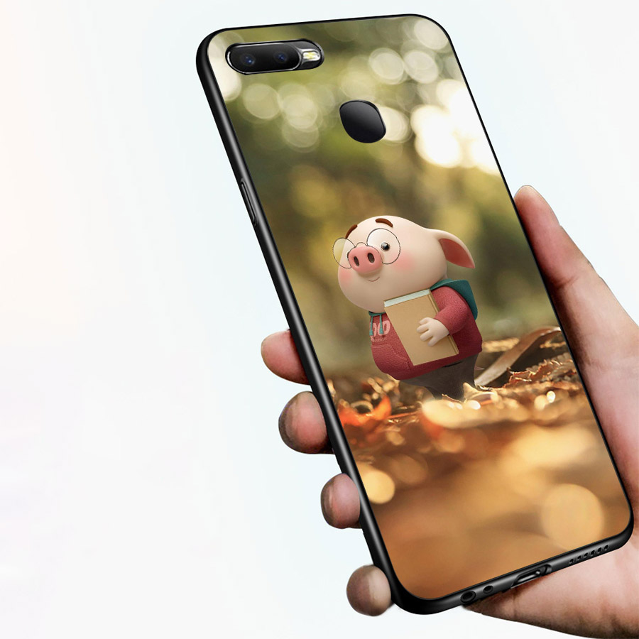 Ốp điện thoại kính cường lực cho máy Oppo F9 - Heo Dễ Thương MS HDTDD056