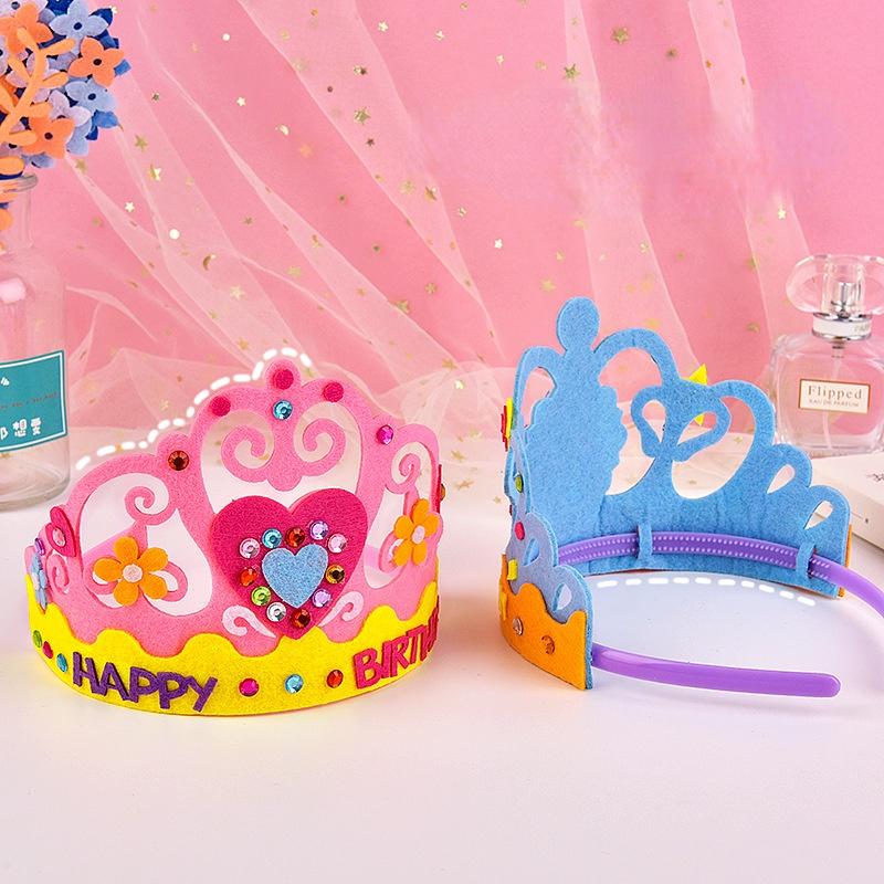 Vương Miện Công Chúa Bằng Vải Không Dệt Đính Kim Sa Làm Thủ Công DIY Trang Trí Tiệc Sinh Nhật Cho Bé