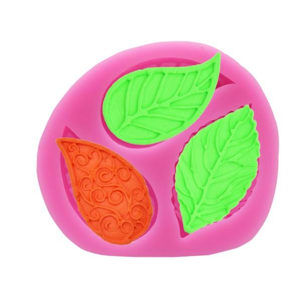 Khuôn silicon 4d 3 lá mẫu đơn nổi vân